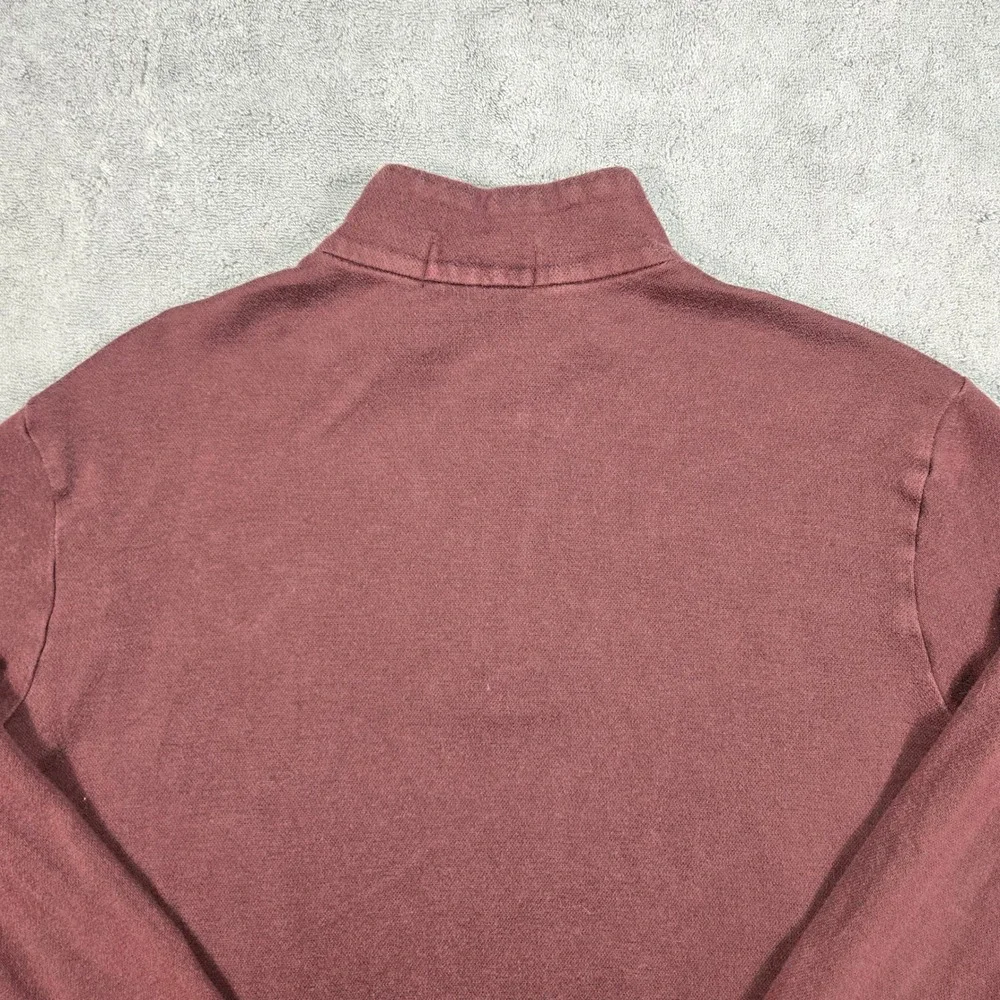 Polo Ralph Lauren Men's M Quarter Zip Pullover Sweater Burgundy Cotton Rayon